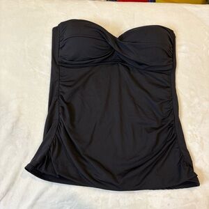 Anna Cole Black Bandeau Sleeveless Swim Top Medium Bikini Twist Front